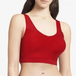 Chantelle Brassière Paddé Dentelle Stretch Rouge