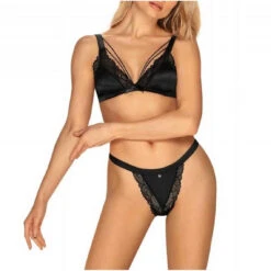 Obsessive Ensemble 2 Pièces - Soutien-gorge Plongeant Et String - Noir