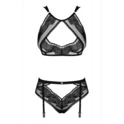 Obsessive Ensemble 2 Pièces - Soutien-gorge Sans Armatures Et Culotte Porte-jarretelles - Noir