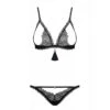 Obsessive Ensemble 2 Pièces - Soutien-gorge Triangle Ouvert Et String - Noir