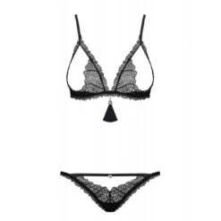 Obsessive Ensemble 2 Pièces - Soutien-gorge Triangle Ouvert Et String - Noir