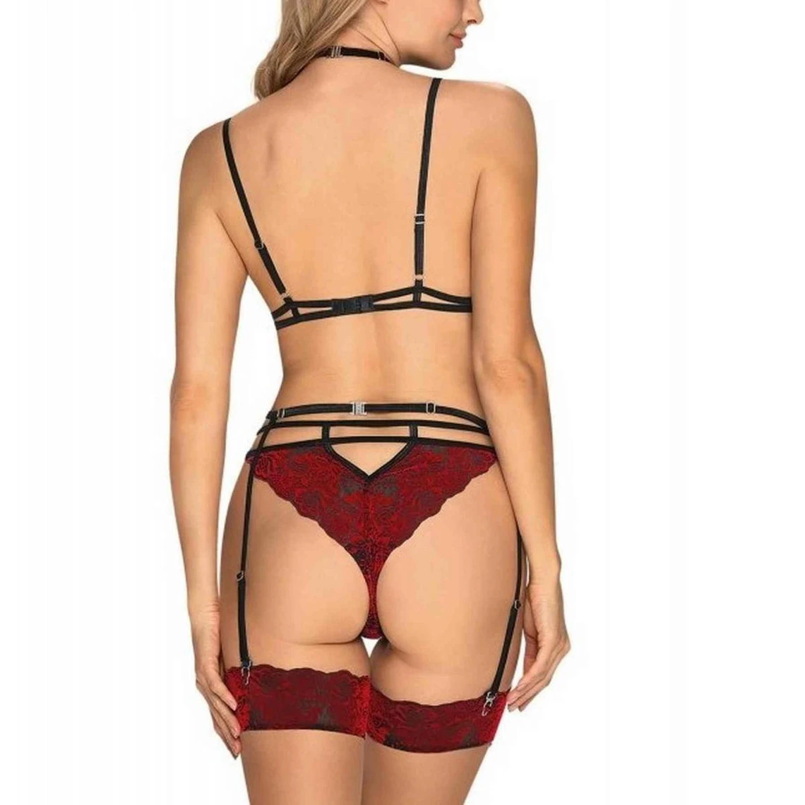 Obsessive Ensemble 3 Pièces - Soutien-gorge Triangle, Tanga Et Porte-jarretelles - Rouge 2 Obsessive Ensemble 3 Pièces - Soutien-gorge Triangle, Tanga Et Porte-jarretelles - Rouge – Image 2