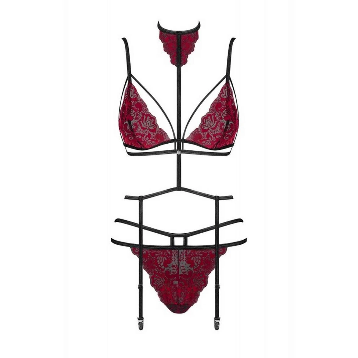 Obsessive Ensemble 3 Pièces - Soutien-gorge Triangle, Tanga Et Porte-jarretelles - Rouge 5 Obsessive Ensemble 3 Pièces - Soutien-gorge Triangle, Tanga Et Porte-jarretelles - Rouge – Image 5