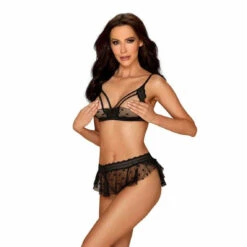 Obsessive Ensemble Soutien-gorge Triangle Et Jupette Noir