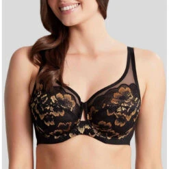 Panache Soutien-gorge Balconnet Armatures En Tulle Et Dentelle Florale - Noir